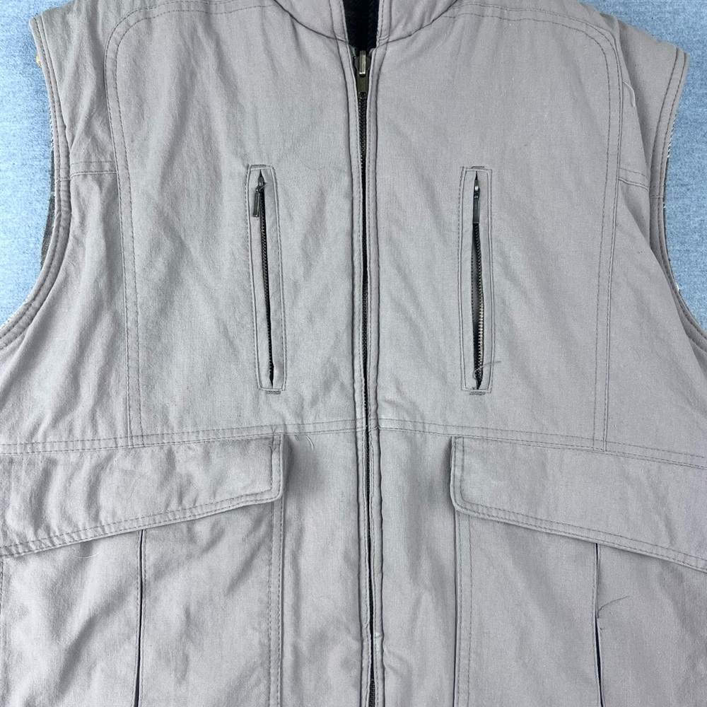 Vintage Flannel Lined Tan Tactical Vest Fits L 70s 80s Quilted
